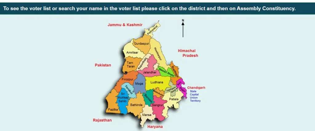 Punjab Voter List electrol roll pdf district