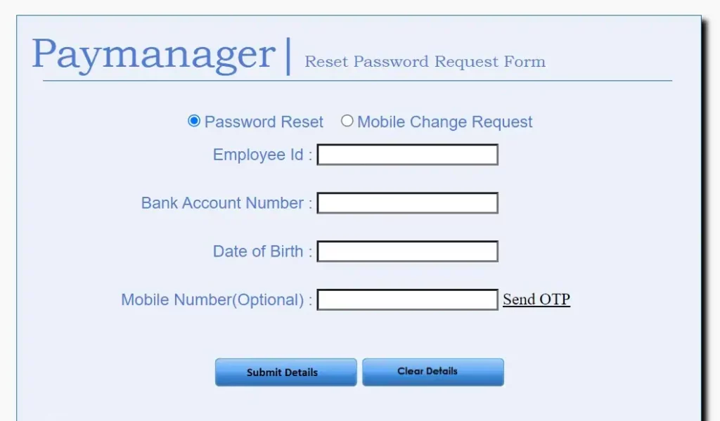 paymanager password reset form