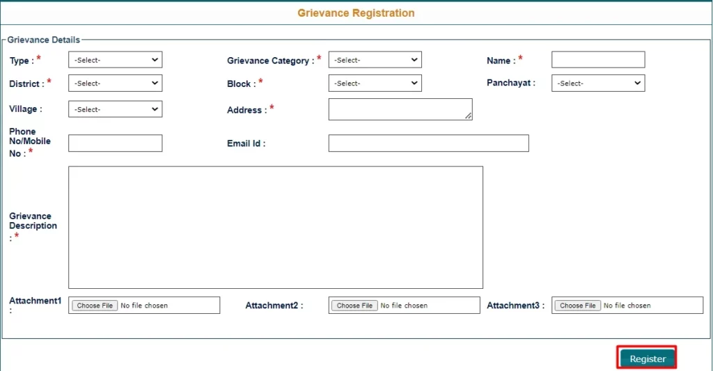 grievance registeration